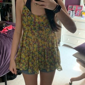 Yellow Floral Babydoll Top